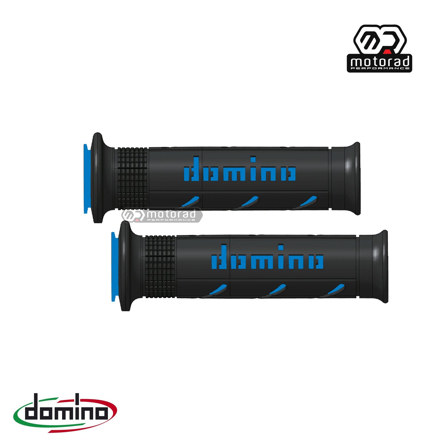 Domino A250 Grips in Black/Blue Rubber for Street /Racing Motorcycles