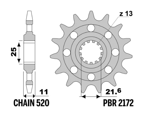 PBR Front Sprocket 15T for Yamaha R6 2003 - 2005