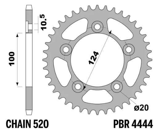 PBR Rear Sprocket 48T 520 for Ducati Scrambler Desert Sled 800 2017–2022