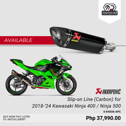 Akrapovic Exhaust Slip-On Line (Carbon) for Kawasaki Ninja 400 / Ninja 500 / Z400 / Z500 2018 - 2024