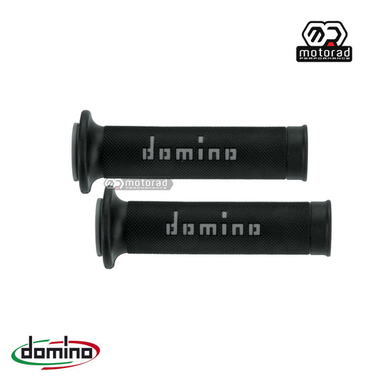 Domino A010 Grips in Black/Grey Rubber for Street/Racing Motorcycles