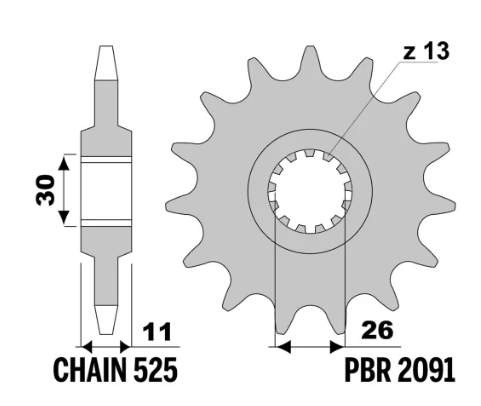 PBR Front Engine Sprocket 525 / 17T for  MT-09 2021 - 2023
