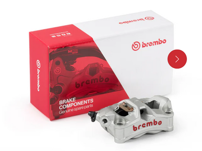 BREMBO Stylema Natural Anodizing Red BREMBO logo brake Caliper (Front Left)