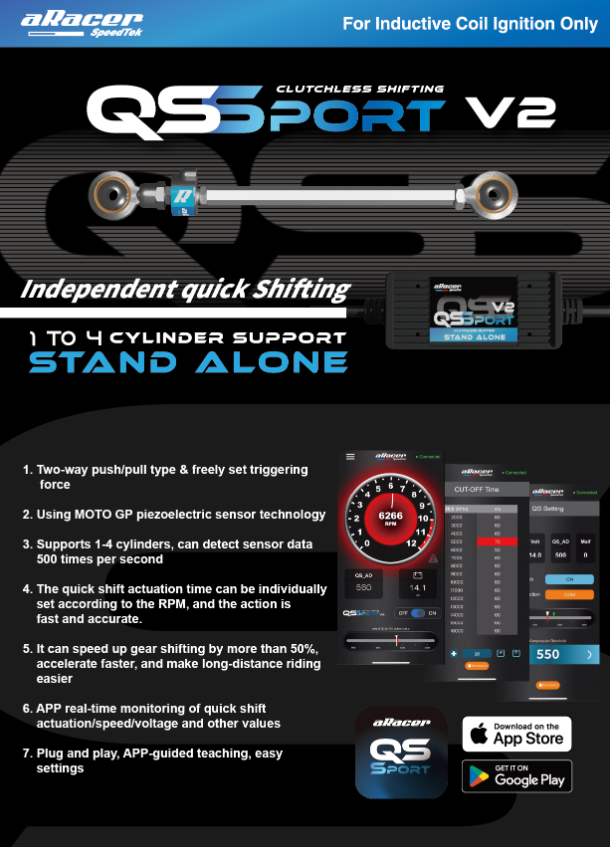 ARACER SPEED TEK QUICK SHIFTER SPORT CLUTCH LESS SHIFTING V2 STAND ALONE
